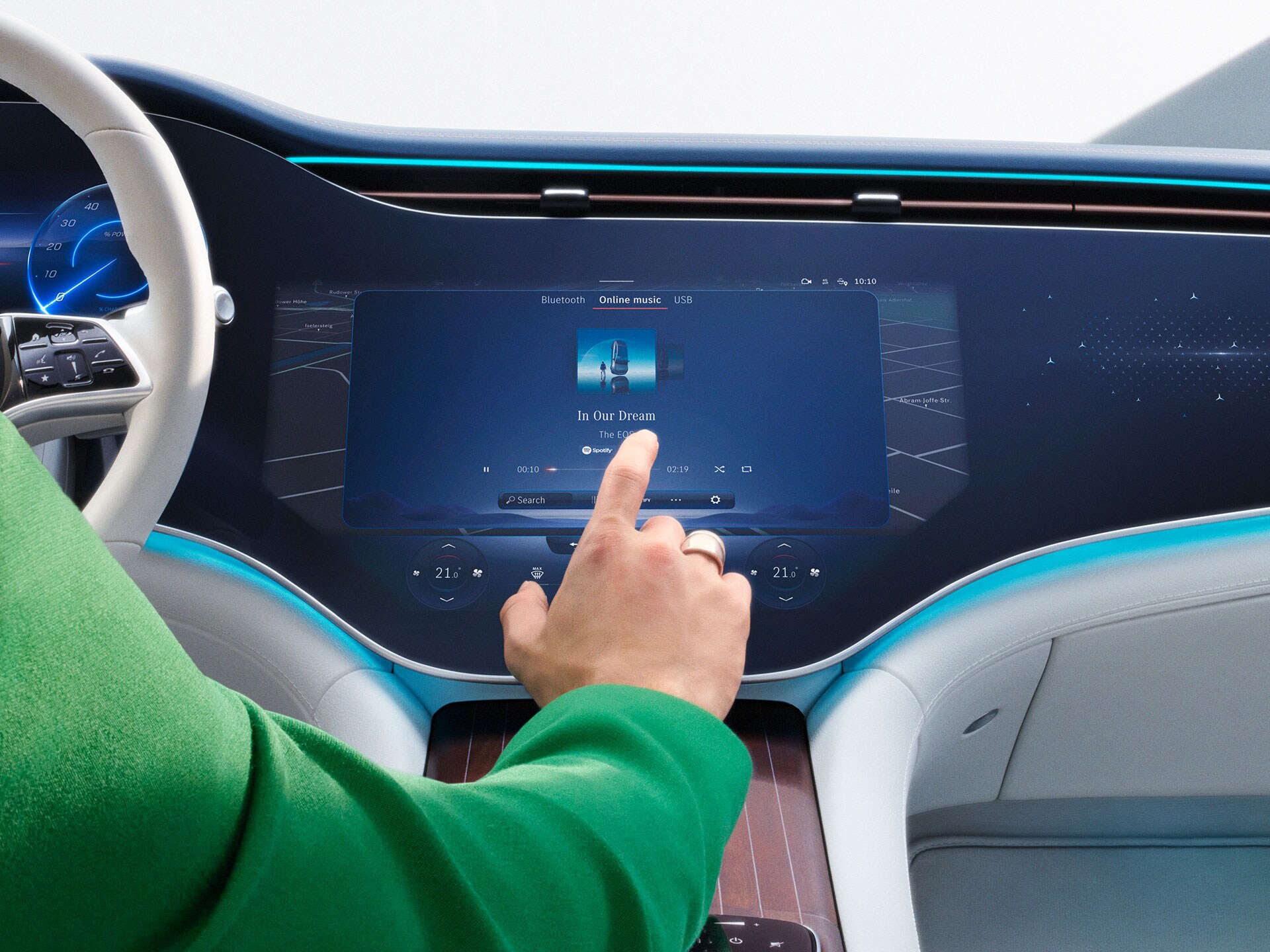 Audio-Streaming mit MBUX im Innenraum eines Mercedes-Benz.