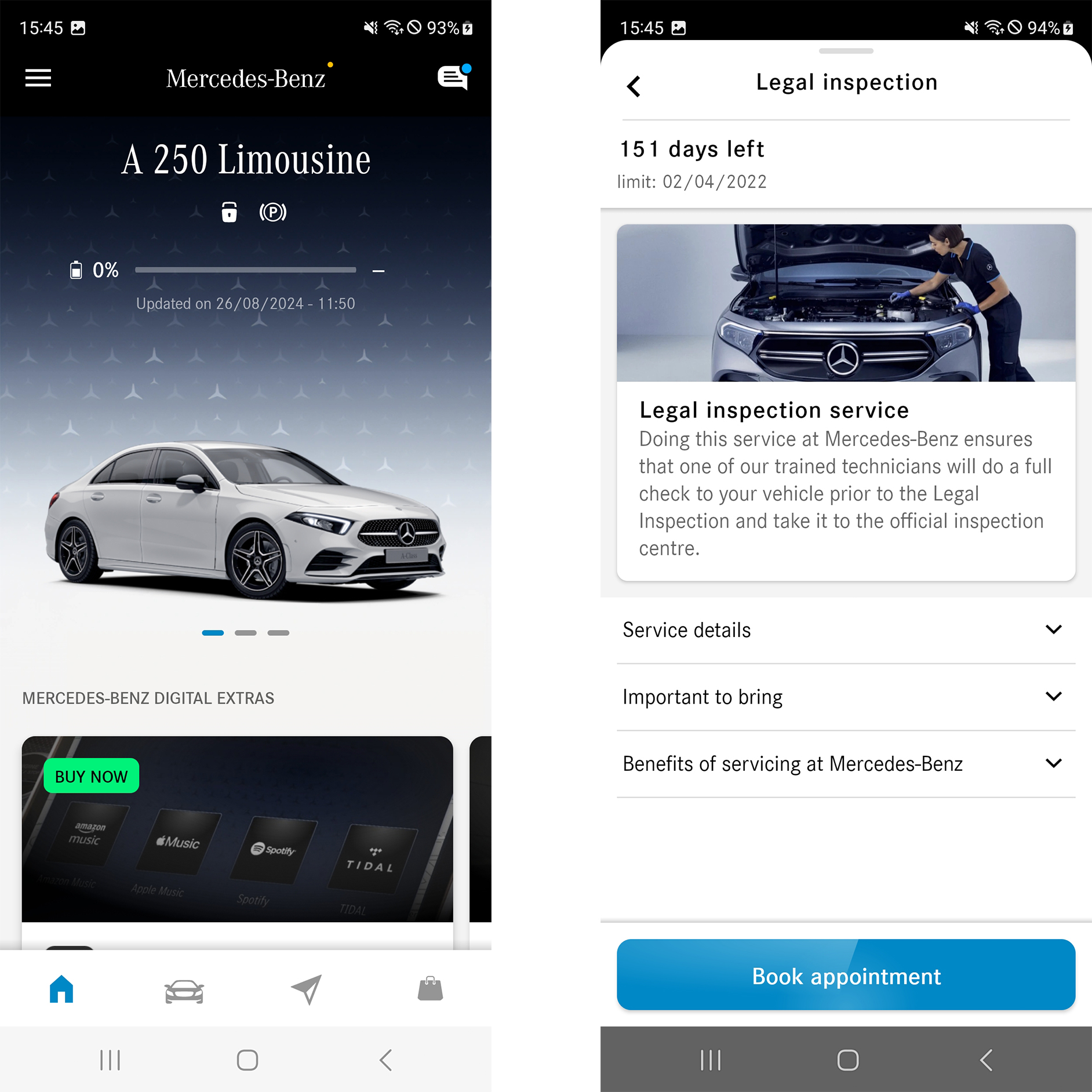 Vorschau | Service App | Mercedes-Benz Ein kleiner Vorgeschmack auf die integrierten Dienste in der Mercedes-Benz App.