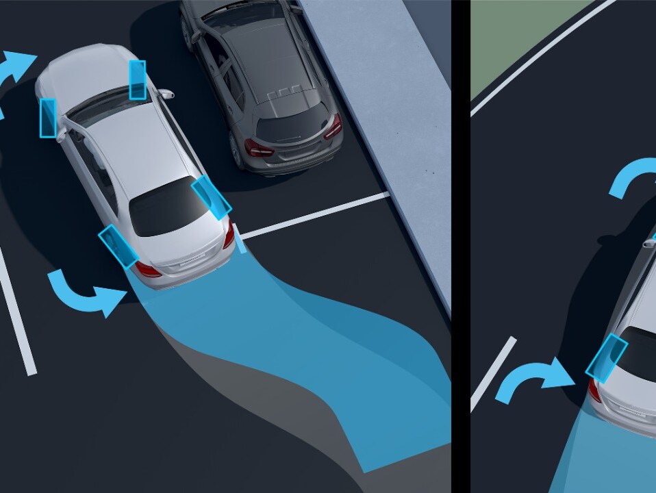 Das Bild zeigt die Hinterachslenkung des EQS von Mercedes-EQ.