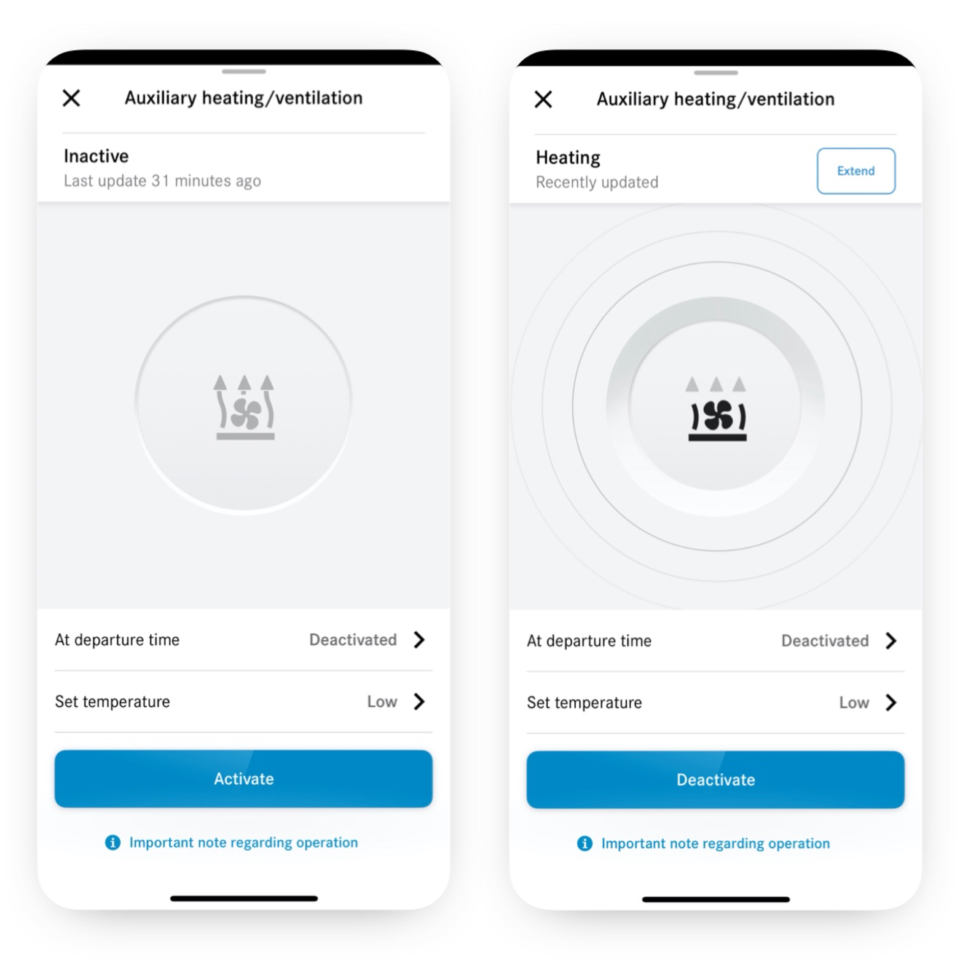 Auf einem Smartphone wird mit dem Digitalen Extra Programmierung Standheizung/-belüftung die Klimatisierung eingestellt. Auf einem Smartphone wird mit dem Digitalen Extra Programmierung Standheizung/-belüftung die Klimatisierung eingestellt.